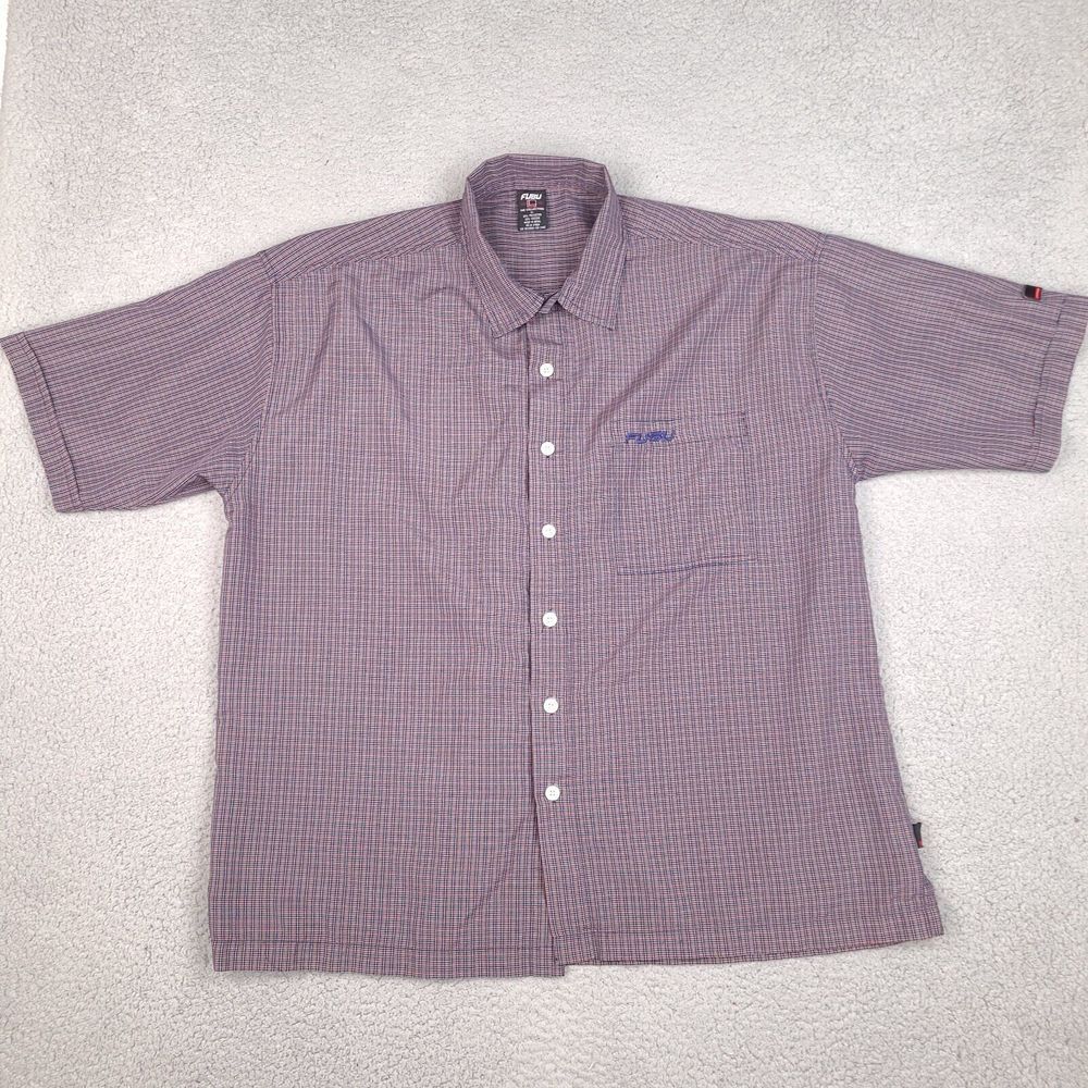 Fubu Shirt Mens XL Blue Red Plaid Button Up The‎ Collection Hip Hop Streetwear